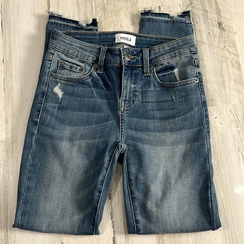 Pistola Distressed Raw Hem Jeans Size 24 - Picture 2 of 13
